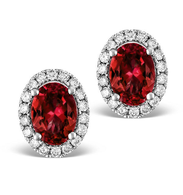 Ruby 2.30CT And Diamond 18K White Gold Earrings